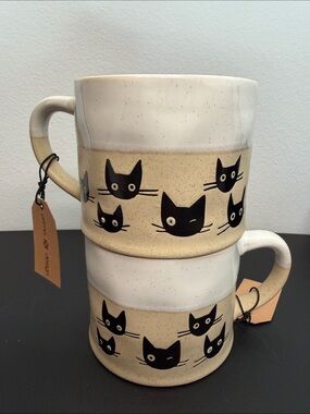 Prima Design | Whimsical Black Cat Ceramic Mug Set 🐈‍⬛